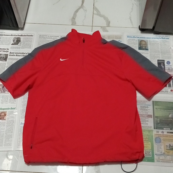 Mens Nike Dri Fit Shirt Jacket Red/Grey L - Picture 1 of 5